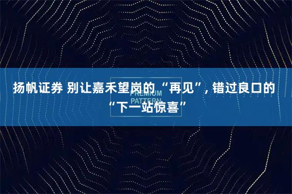 扬帆证券 别让嘉禾望岗的 “再见”, 错过良口的 “下一站惊喜”